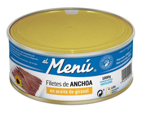 Filetes de Anchoa  en Aceite de Girasol - 1000 gr.